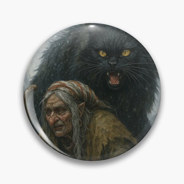 Item preview, Grýla and Yule Cat | Dark Icelandic Folklore Digital Painting designed and sold by AIfolklore.