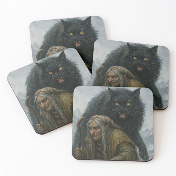 Item preview, Grýla and Yule Cat | Dark Icelandic Folklore Digital Painting designed and sold by AIfolklore.
