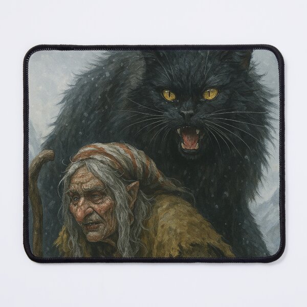 Item preview, Grýla and Yule Cat | Dark Icelandic Folklore Digital Painting designed and sold by AIfolklore.
