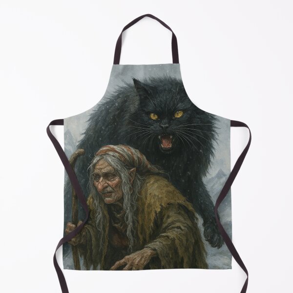 Item preview, Grýla and Yule Cat | Dark Icelandic Folklore Digital Painting designed and sold by AIfolklore.
