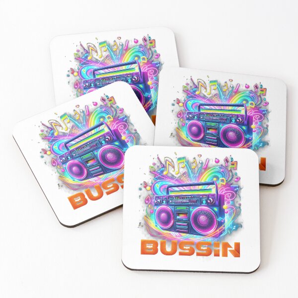 Item preview, BUSSIN' Neon Boombox | 80s Synthwave Music Sticker | Retro Hip Hop Graphic designed and sold by Jaani-T.