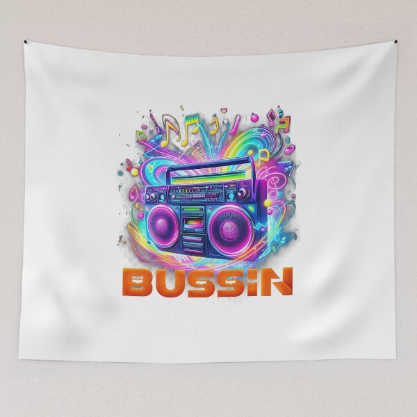 Item preview, BUSSIN' Neon Boombox | 80s Synthwave Music Sticker | Retro Hip Hop Graphic designed and sold by Jaani-T.