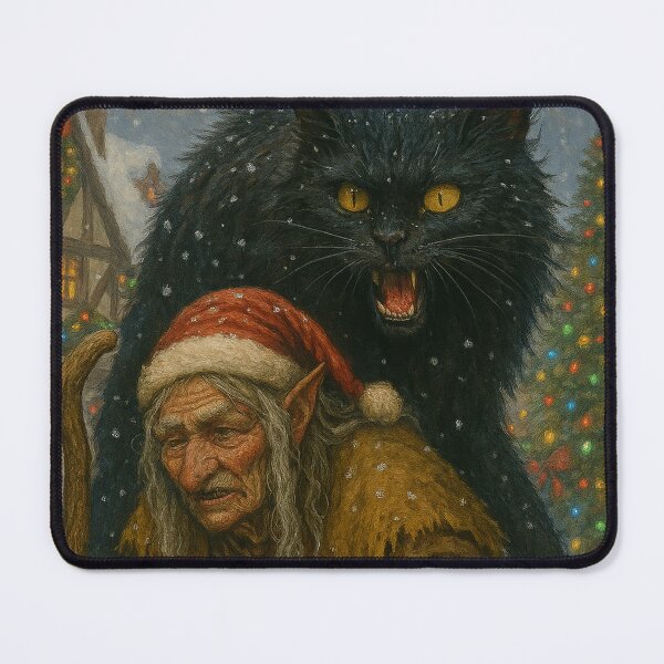 Item preview, Grýla and Yule Cat | Dark Icelandic Folklore Digital Painting (Christmas Edition) designed and sold by AIfolklore.