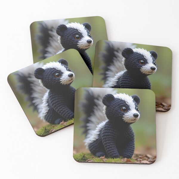 Item preview, Cute crocheted skunk sitting in the forest. designed and sold by Mianku | Für das Leben.