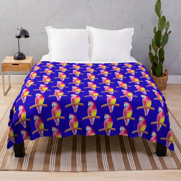 Item preview, Colourful parrot macau design navy blue background birds unique gift present designed and sold by Arniesart85.