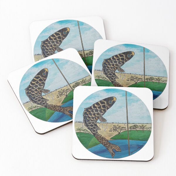 Item preview, After Hiroshige - Koi Kite. Acrylic on recycled vinyl LP designed and sold by Jamie  Taylor.