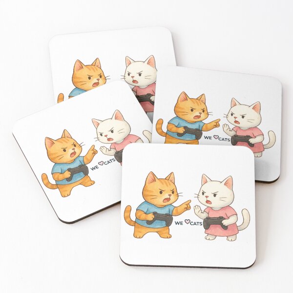 Item preview, Gamer Cat Couple – Funny Playful Duo designed and sold by WeLoveCatss.