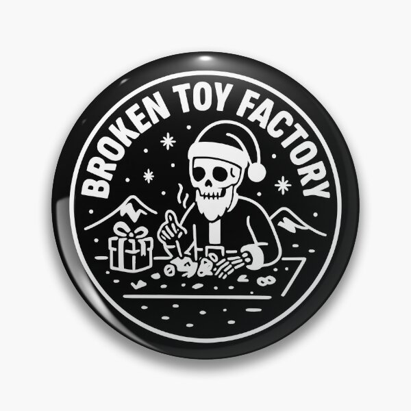 Item preview, Broken Toy Factory – Skeleton Santa Dark Xmas Badge designed and sold by Tattee.