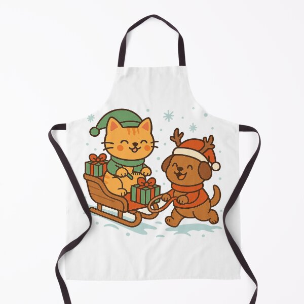 Item preview, North Pole Delivery – Cute Christmas Cat and Dog Sleigh Ride Cartoon Design designed and sold by StyleLap.