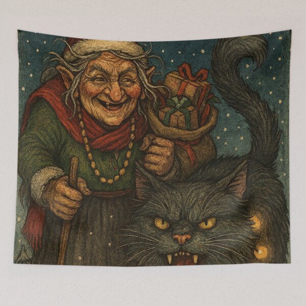 Item preview, Grýla and Yule Cat | Dark Icelandic Folklore Digital Illustration (Christmas Edition) designed and sold by AIfolklore.