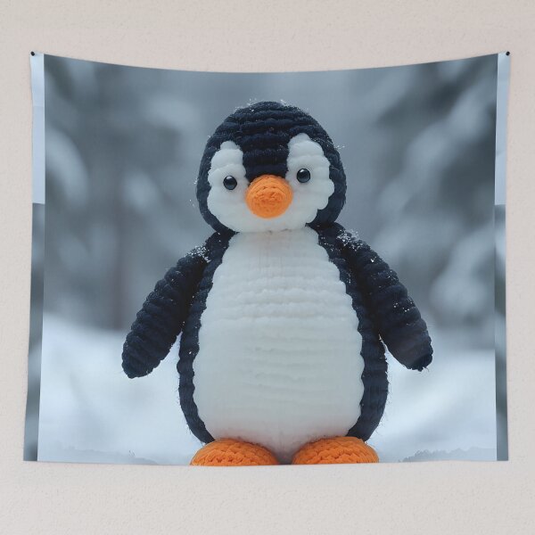 Item preview, Crocheted penguin in a snowy winter forest designed and sold by Mianku | Für das Leben.