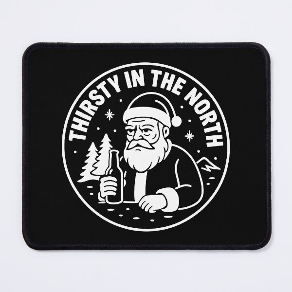 Item preview, Thirsty in the North – Drunk Santa Dark Humor Badge designed and sold by Tattee.