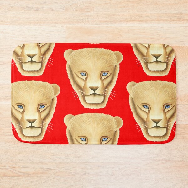 Item preview, Lion head portrait design scarlet red background big cat unique artwork gift present designed and sold by Arniesart85.