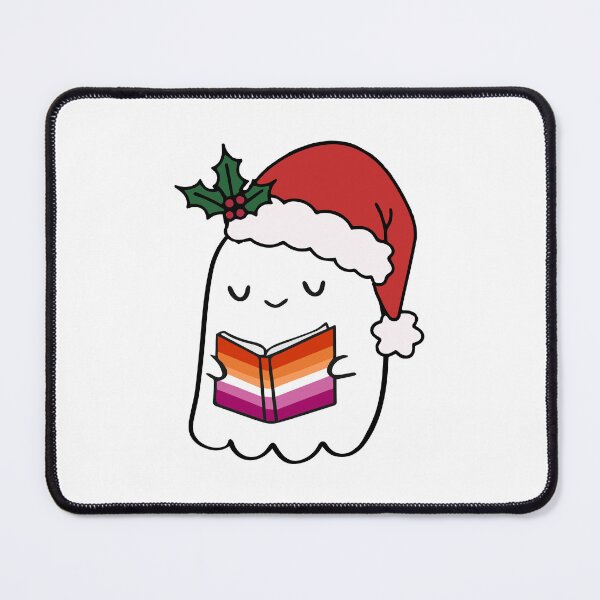 Item preview, Lesbian Ghost Reading – Cute Santa Hat Pride Holiday Art designed and sold by Cannaxes Studio.