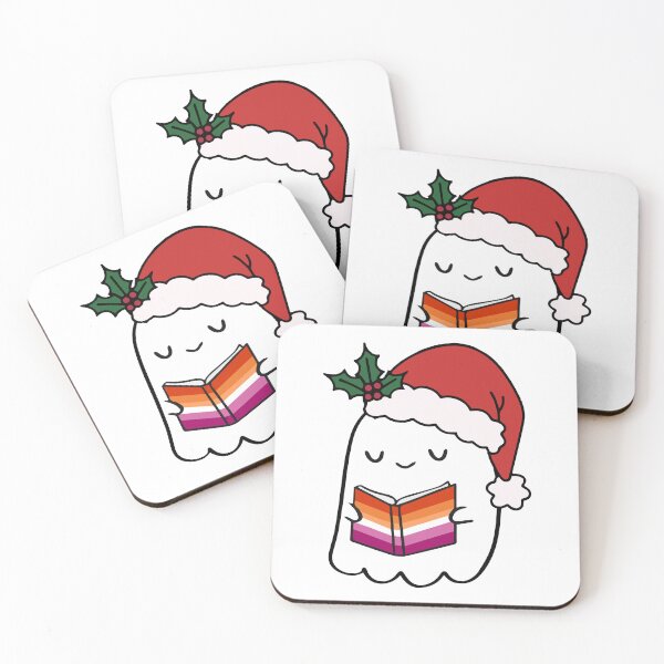 Item preview, Lesbian Ghost Reading – Cute Santa Hat Pride Holiday Art designed and sold by Cannaxes Studio.