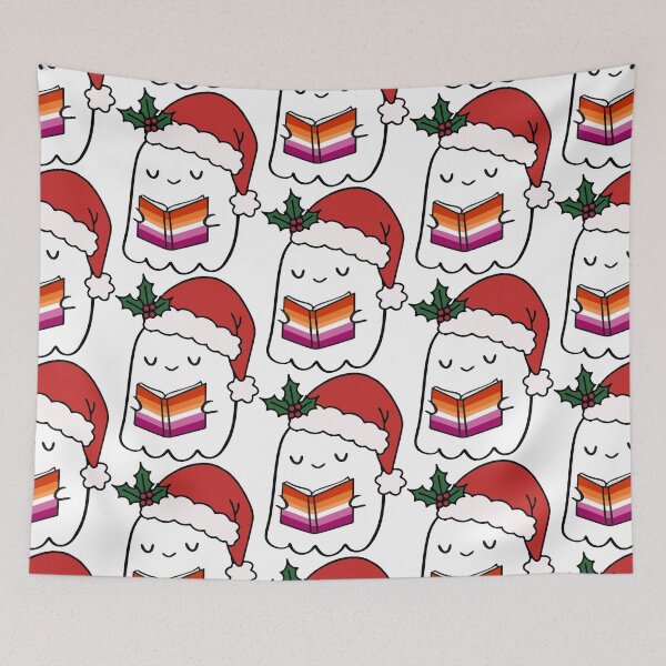 Item preview, Lesbian Ghost Reading – Cute Santa Hat Pride Holiday Art designed and sold by Cannaxes Studio.