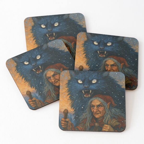 Item preview, Grýla and Yule Cat | Dark Icelandic Folklore Digital Painting (Christmas Edition) designed and sold by AIfolklore.