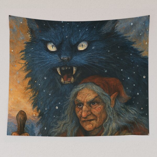 Item preview, Grýla and Yule Cat | Dark Icelandic Folklore Digital Painting (Christmas Edition) designed and sold by AIfolklore.