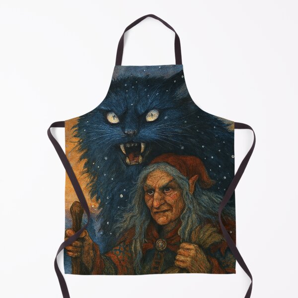 Item preview, Grýla and Yule Cat | Dark Icelandic Folklore Digital Painting (Christmas Edition) designed and sold by AIfolklore.