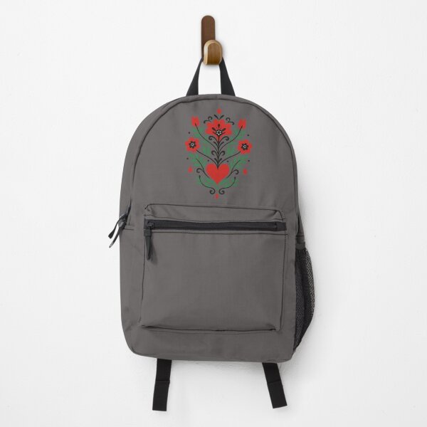 Item preview, Symmetrical Folk Art Heart & Tulips Design designed and sold by © Zenscape Studio 2025.