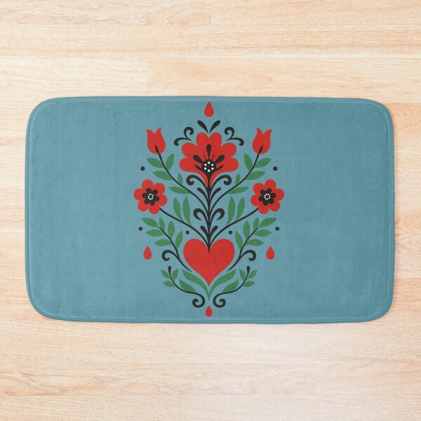 Item preview, Symmetrical Folk Art Heart & Tulips Design designed and sold by © Zenscape Studio 2025.