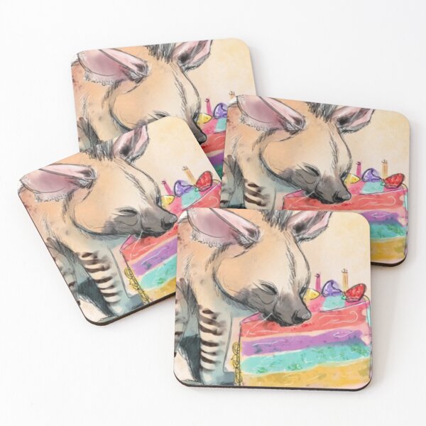 Item preview, Hyena Smelling a Rainbow Cake – Artistic Illustration designed and sold by TreatLLC.