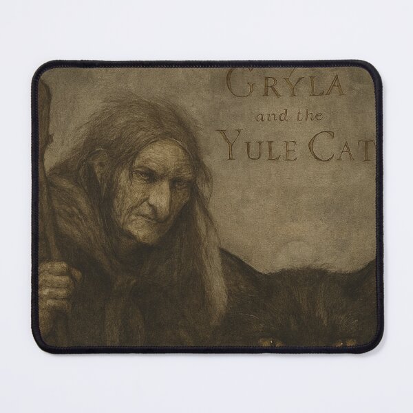 Item preview, Grýla and Yule Cat | Dark Icelandic Folklore Digital Painting (Christmas Monochrome Edition) designed and sold by AIfolklore.