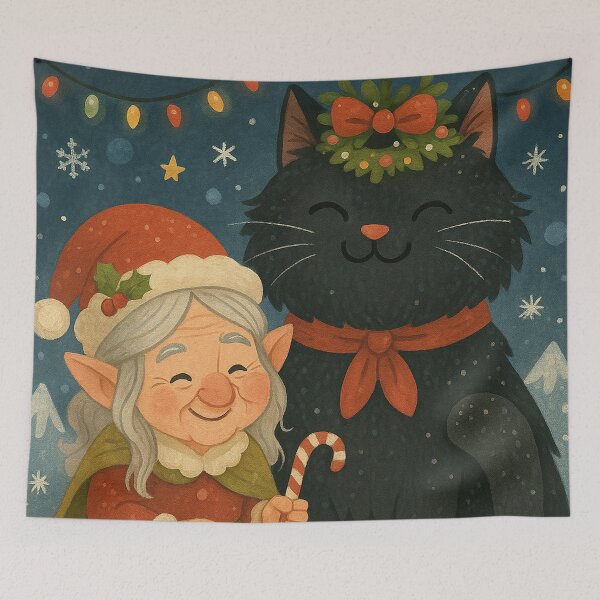Item preview, Grýla and Yule Cat | Vector Style Icelandic Folklore Digital Illustration (Christmas Cutesy Edition) designed and sold by AIfolklore.