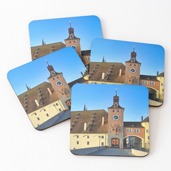 Item preview, Stone Bridge and old city gate with Bridge Tower in old town of Regensburg city designed and sold by goceris.