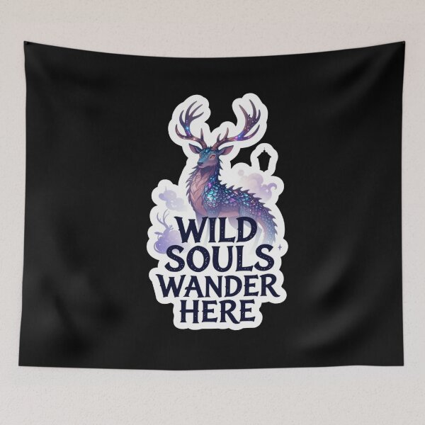 Item preview, Wild Souls Wander Here – Mystical Galaxy Deer Dragon Hybrid Art designed and sold by FluffinCool.