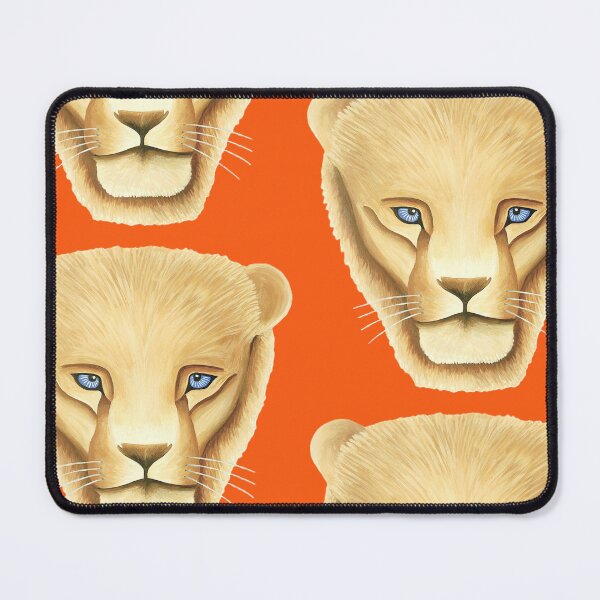 Item preview, Lion head portrait design coral red background big cat unique artwork gift present designed and sold by Arniesart85.