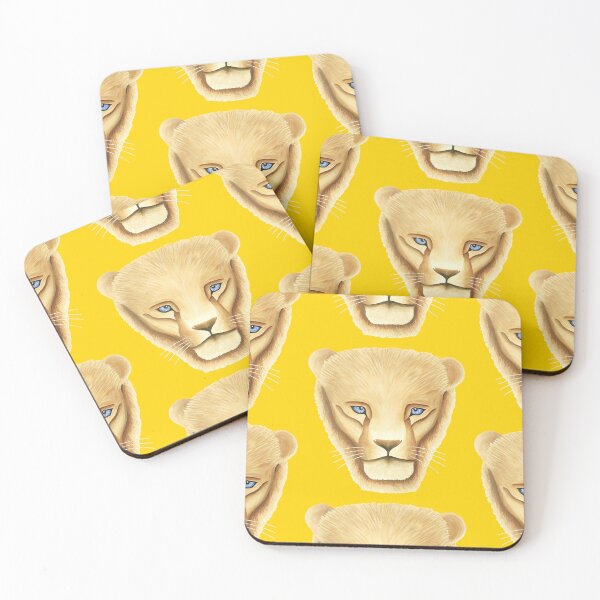 Item preview, Lion head portrait design yellow mustard background big cat unique gift present designed and sold by Arniesart85.