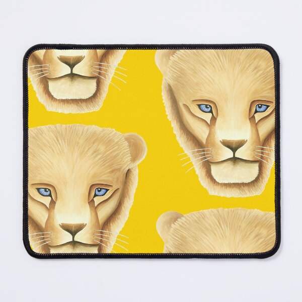 Item preview, Lion head portrait design yellow mustard background big cat unique gift present designed and sold by Arniesart85.