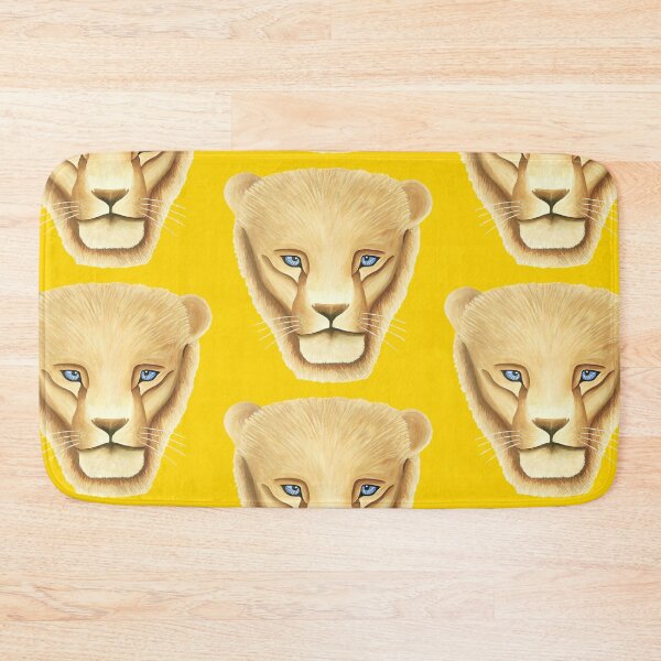 Item preview, Lion head portrait design yellow mustard background big cat unique gift present designed and sold by Arniesart85.