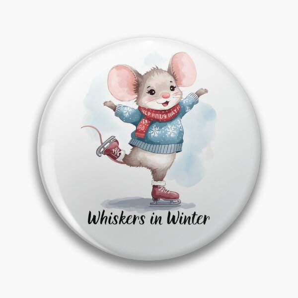Item preview, Ice Skating Christmas Mouse – Cute Winter Watercolor Illustration designed and sold by MiszungART.