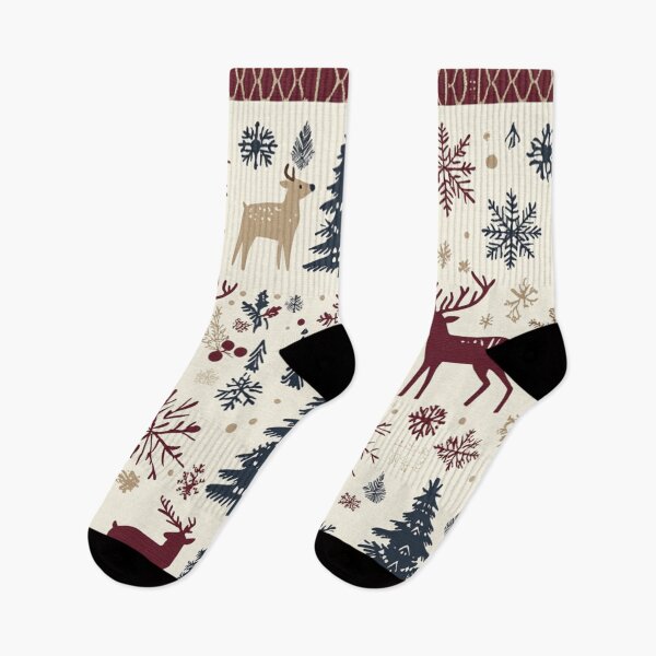 Item preview, Nordic Reindeer & Snowflake Pattern – Scandinavian Winter Forest Design designed and sold by MiraLumeStudio.