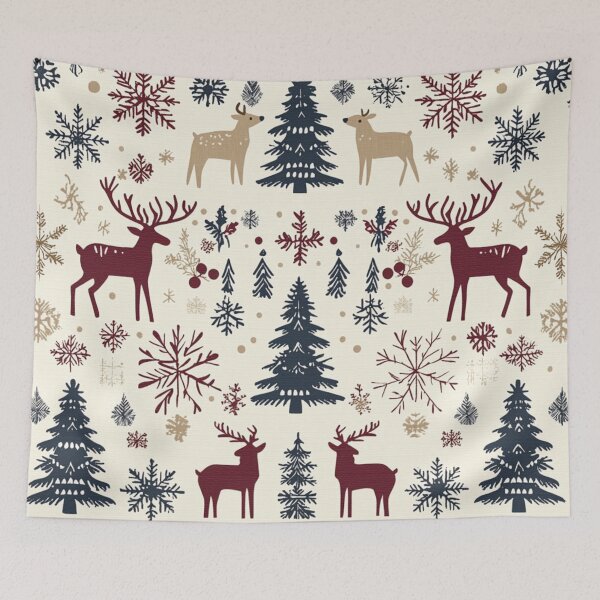 Item preview, Nordic Reindeer & Snowflake Pattern – Scandinavian Winter Forest Design designed and sold by MiraLumeStudio.