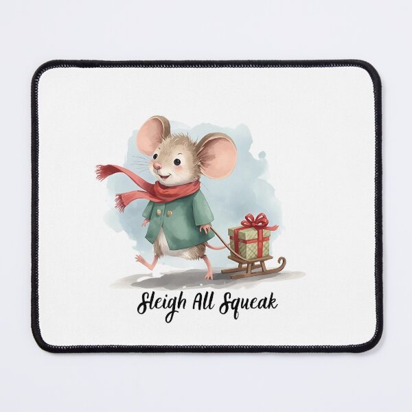 Item preview, Christmas Mouse Pulling Sled – Cute Winter Watercolor Illustration designed and sold by MiszungART.