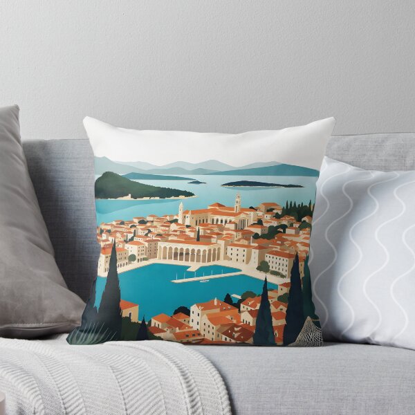Item preview, Ai image of Split Riva Promenade Window View - Diocletian’s Palace Premium Travel Poster Art Print designed and sold by TrendSh0p.