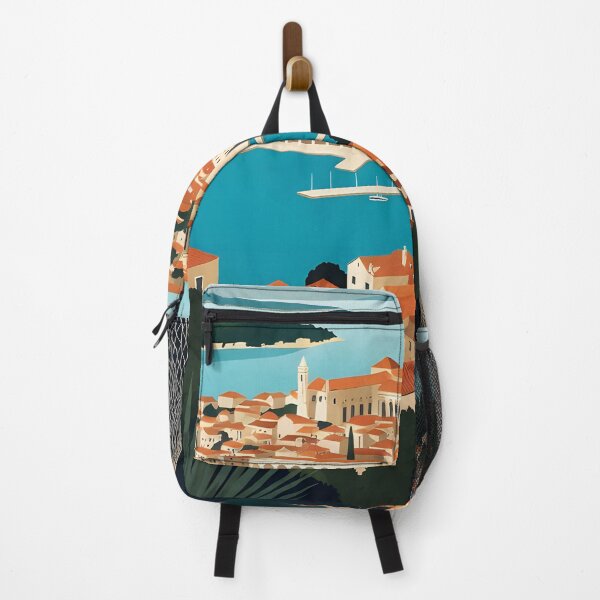 Item preview, Ai image of Split Riva Promenade Window View - Diocletian’s Palace Premium Travel Poster Art Print designed and sold by TrendSh0p.