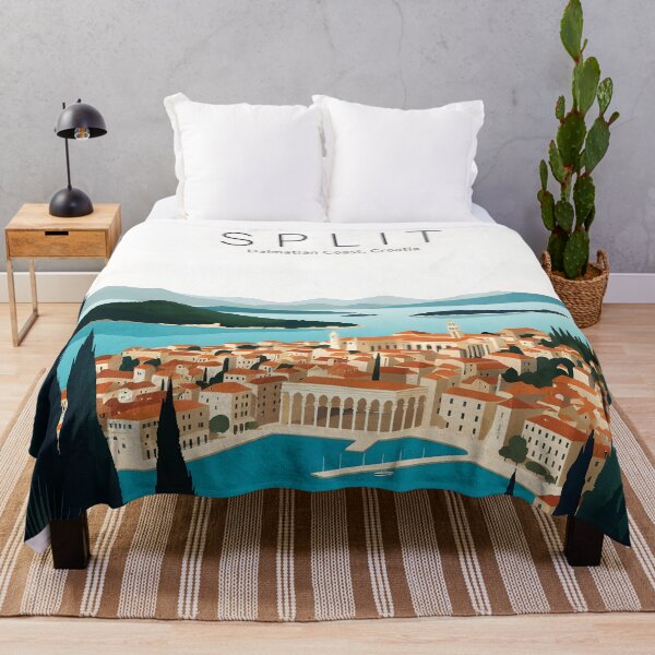 Item preview, Ai image of Split Riva Promenade Window View - Diocletian’s Palace Premium Travel Poster Art Print designed and sold by TrendSh0p.