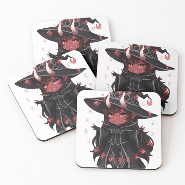 Item preview, Red Chibi Demon Girl in a Gothic Mage Outfit with Glowing Runes designed and sold by KamiVerse.