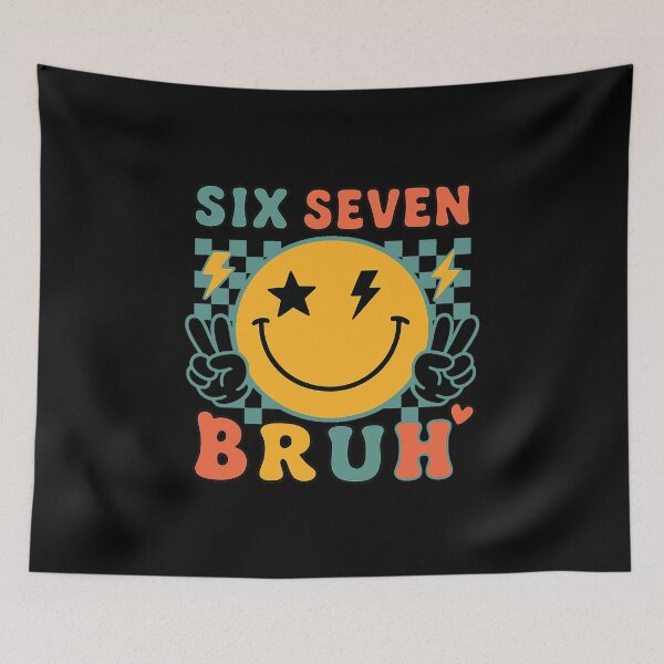 Item preview, Six Seven Bruh Funny Smiley Meme | Retro Checkered Aesthetic Tee designed and sold by sssweetness.