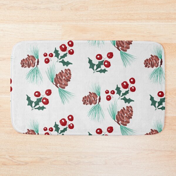 Item preview, Watercolor Pinecones and Holly Berries designed and sold by HydrangeaDelMar.