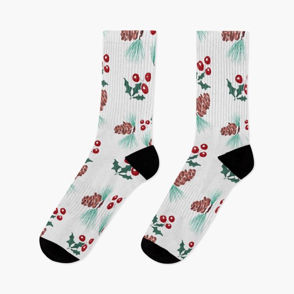 Item preview, Watercolor Pinecones and Holly Berries designed and sold by HydrangeaDelMar.