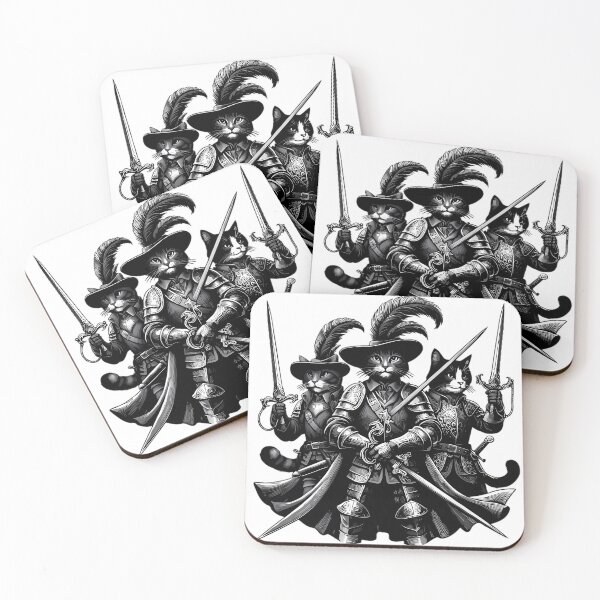Item preview, The Three Musketeers Cats - Swashbuckling Feline Warriors designed and sold by DrawDrip.