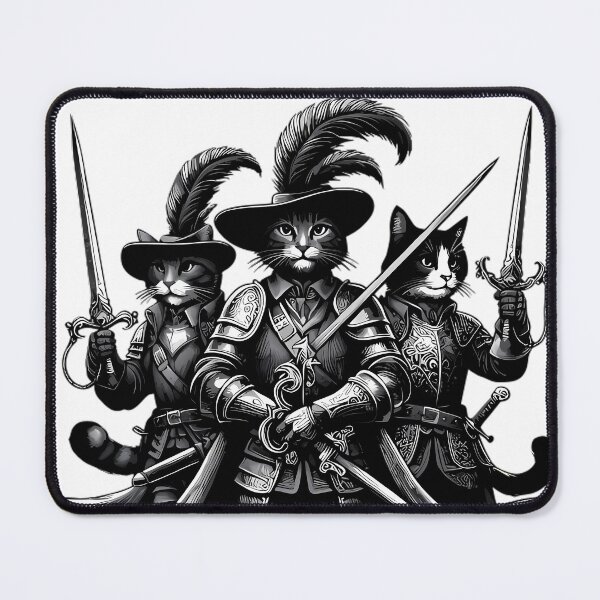 Item preview, The Three Musketeers Cats - Swashbuckling Feline Warriors designed and sold by DrawDrip.
