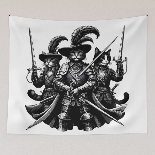 Item preview, The Three Musketeers Cats - Swashbuckling Feline Warriors designed and sold by DrawDrip.