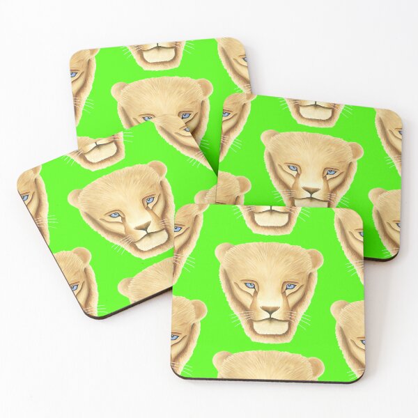 Item preview, Lion head portrait design lime green background big cat unique gift present designed and sold by Arniesart85.