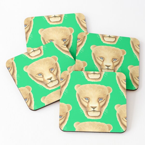 Item preview, Lion head portrait design green background big cat unique gift present artwork designed and sold by Arniesart85.